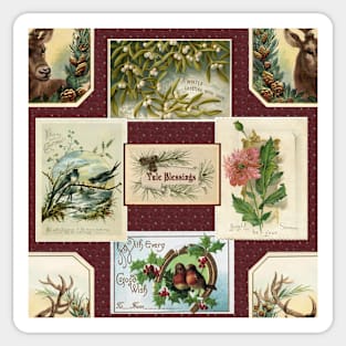 Victorian Yule Postcards Sticker